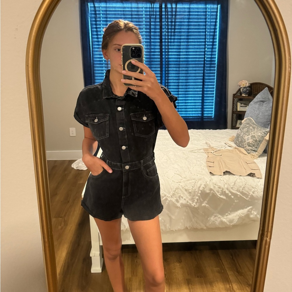 Black Denim Playsuit NWT